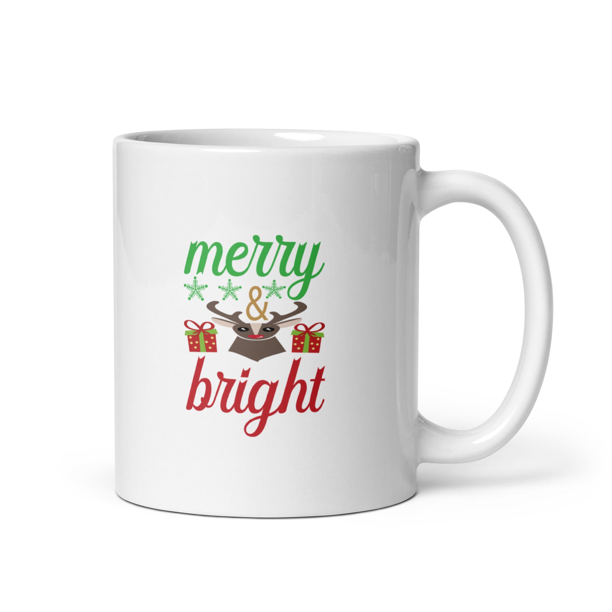 Merry And Bright - White glossy mug