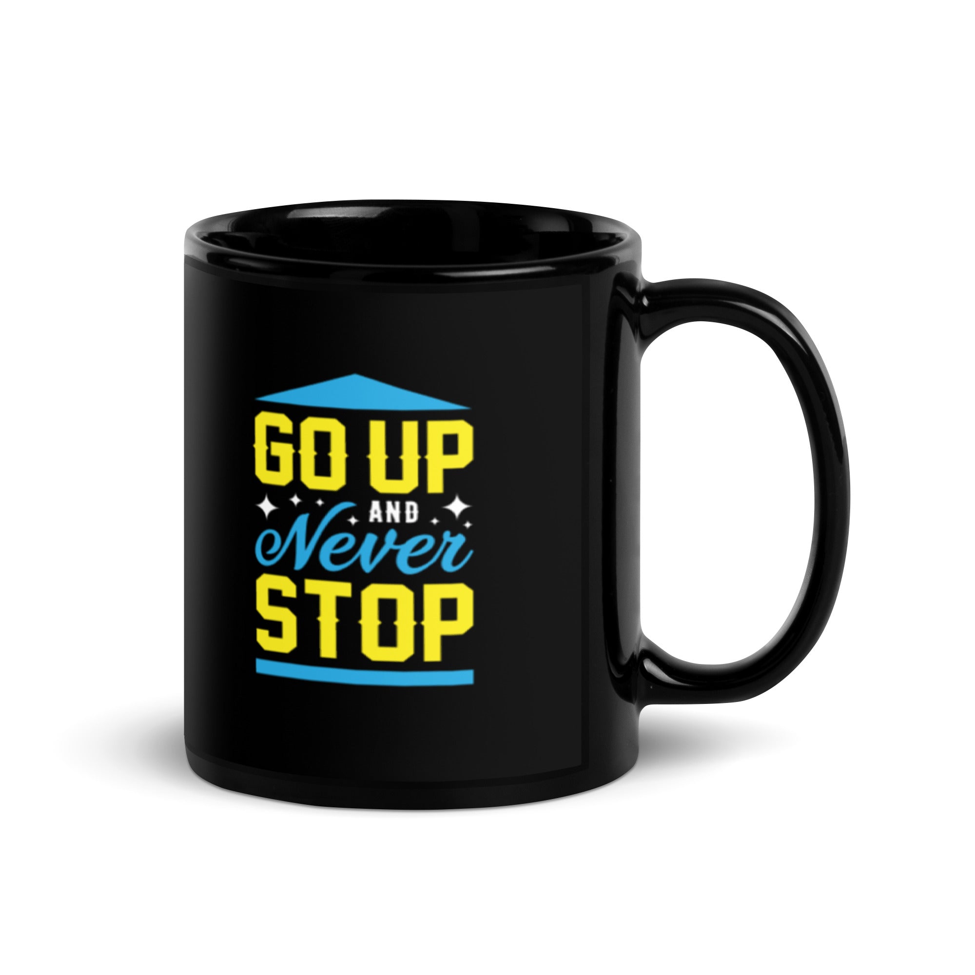 Go Up And Never Stop - Black Glossy Mug