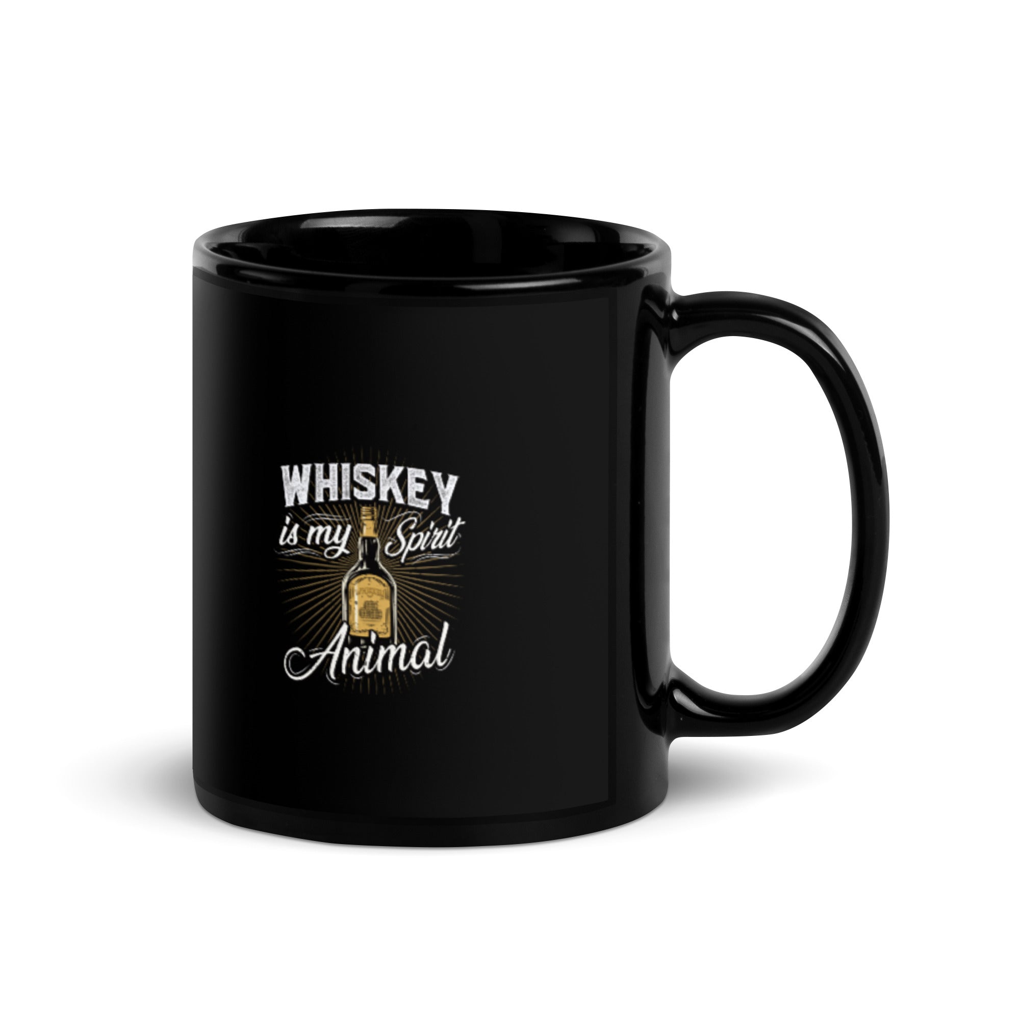 Whiskey Is My Spirit Animal - Black Glossy Mug