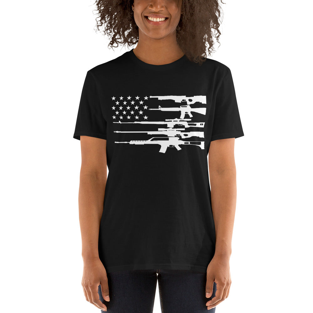 Gun American Flag - Short-Sleeve Unisex T-Shirt