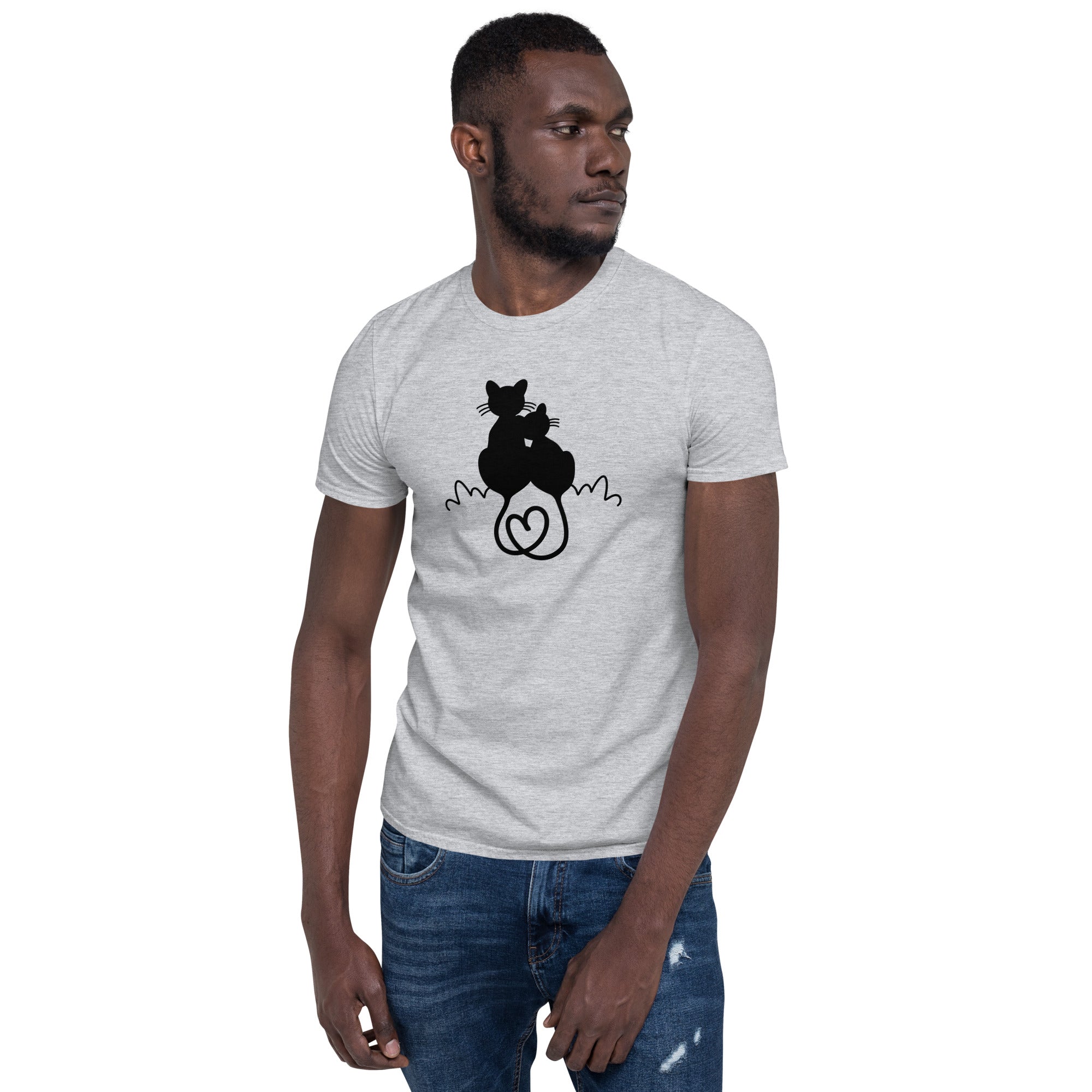 Cats with Tail Forming a Heart - Short-Sleeve Unisex T-Shirt