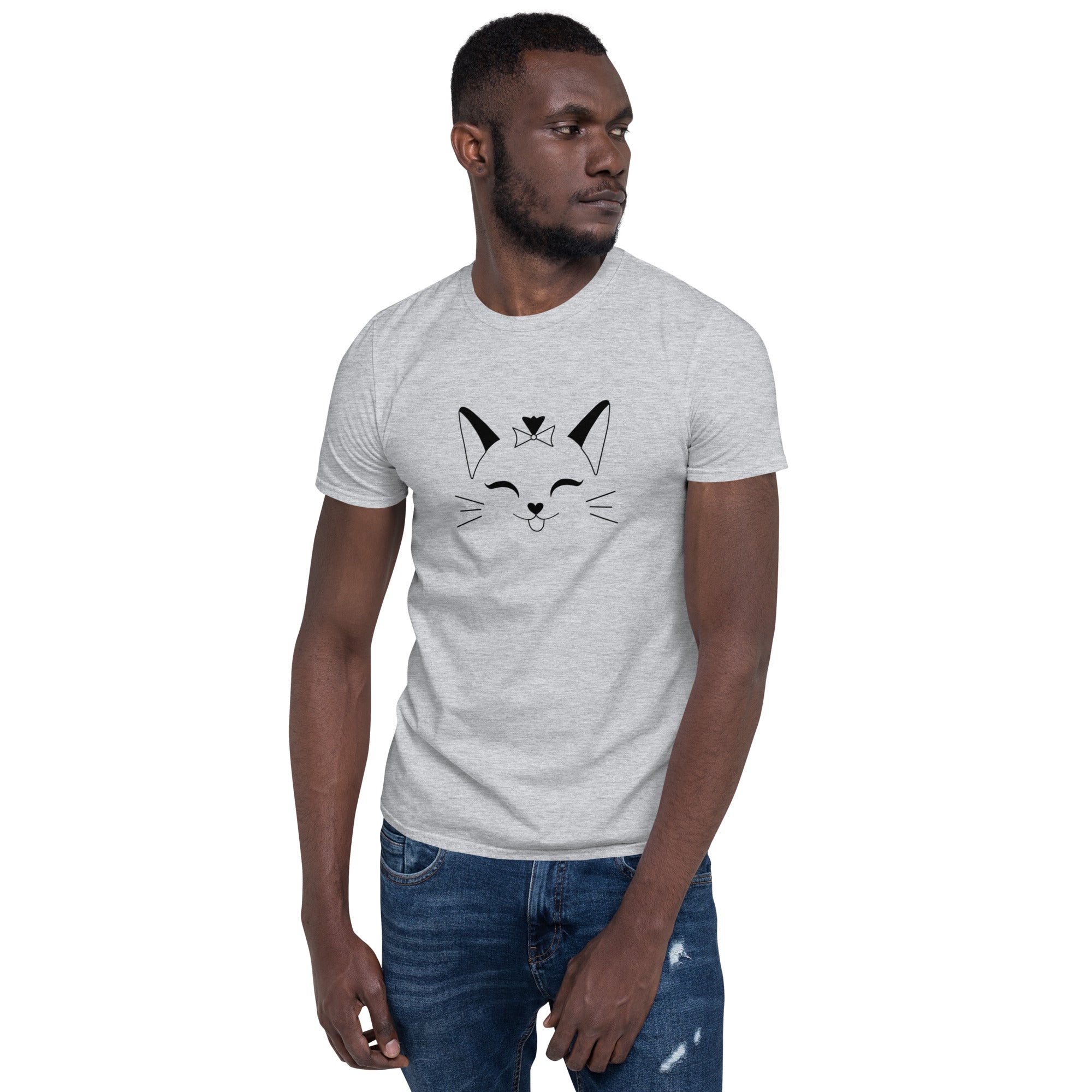 Floating Cat Face - Short-Sleeve Unisex T-Shirt