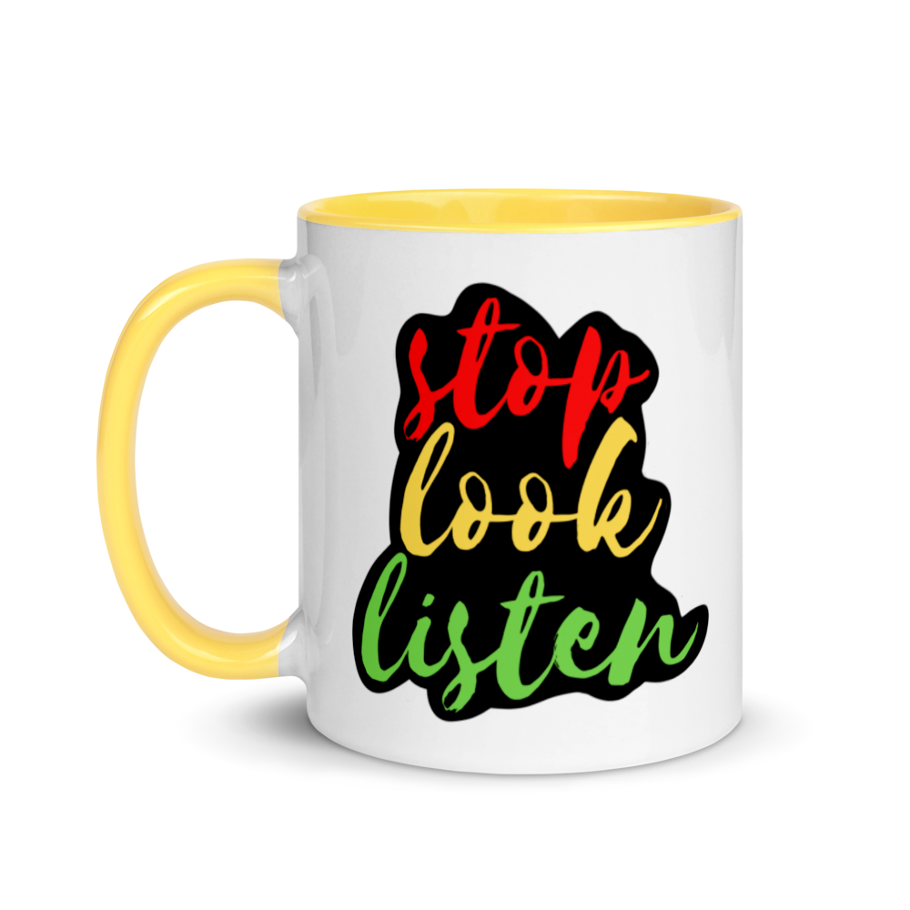 Stop Look And Listen - Mug with Color Inside