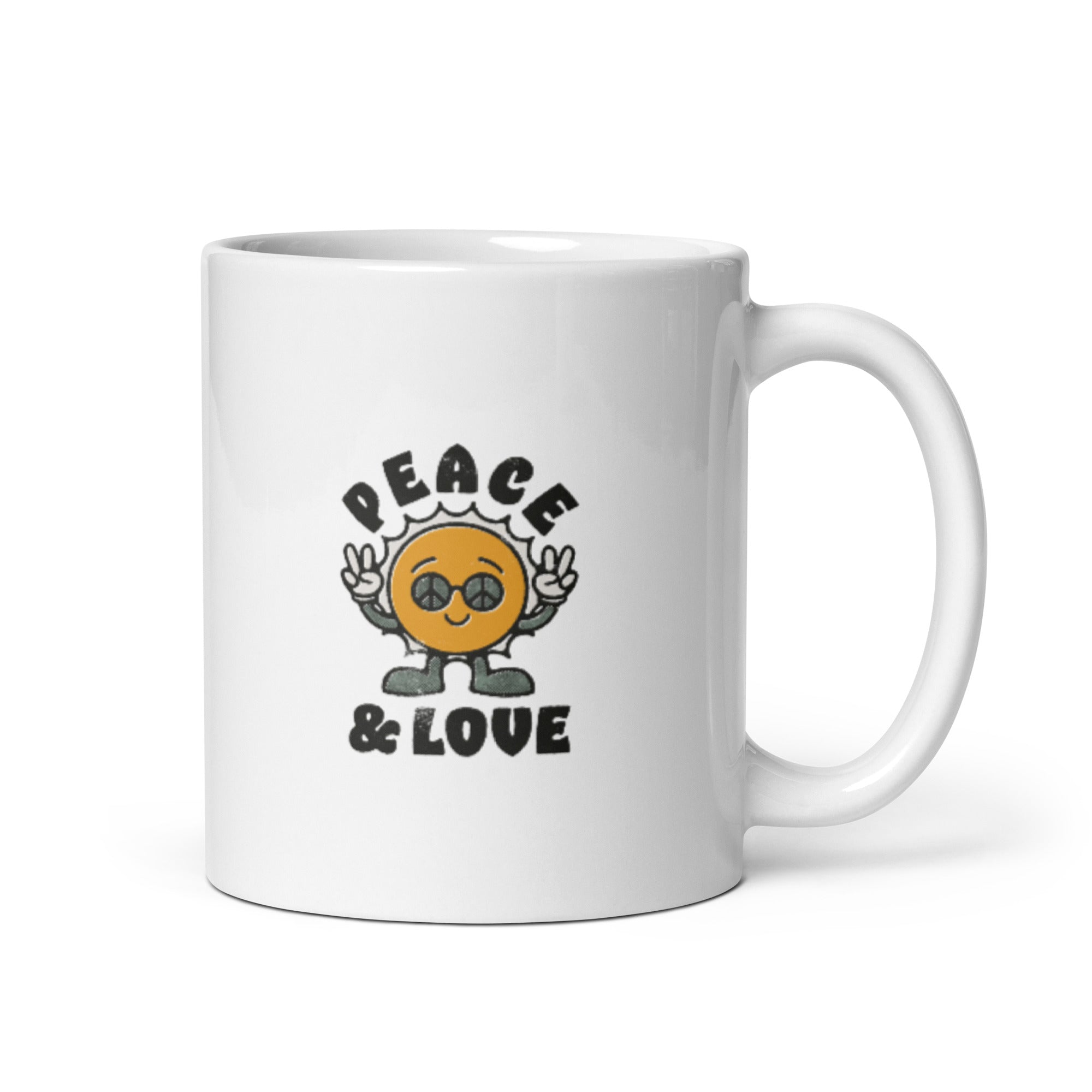 Peace And Love - White glossy mug